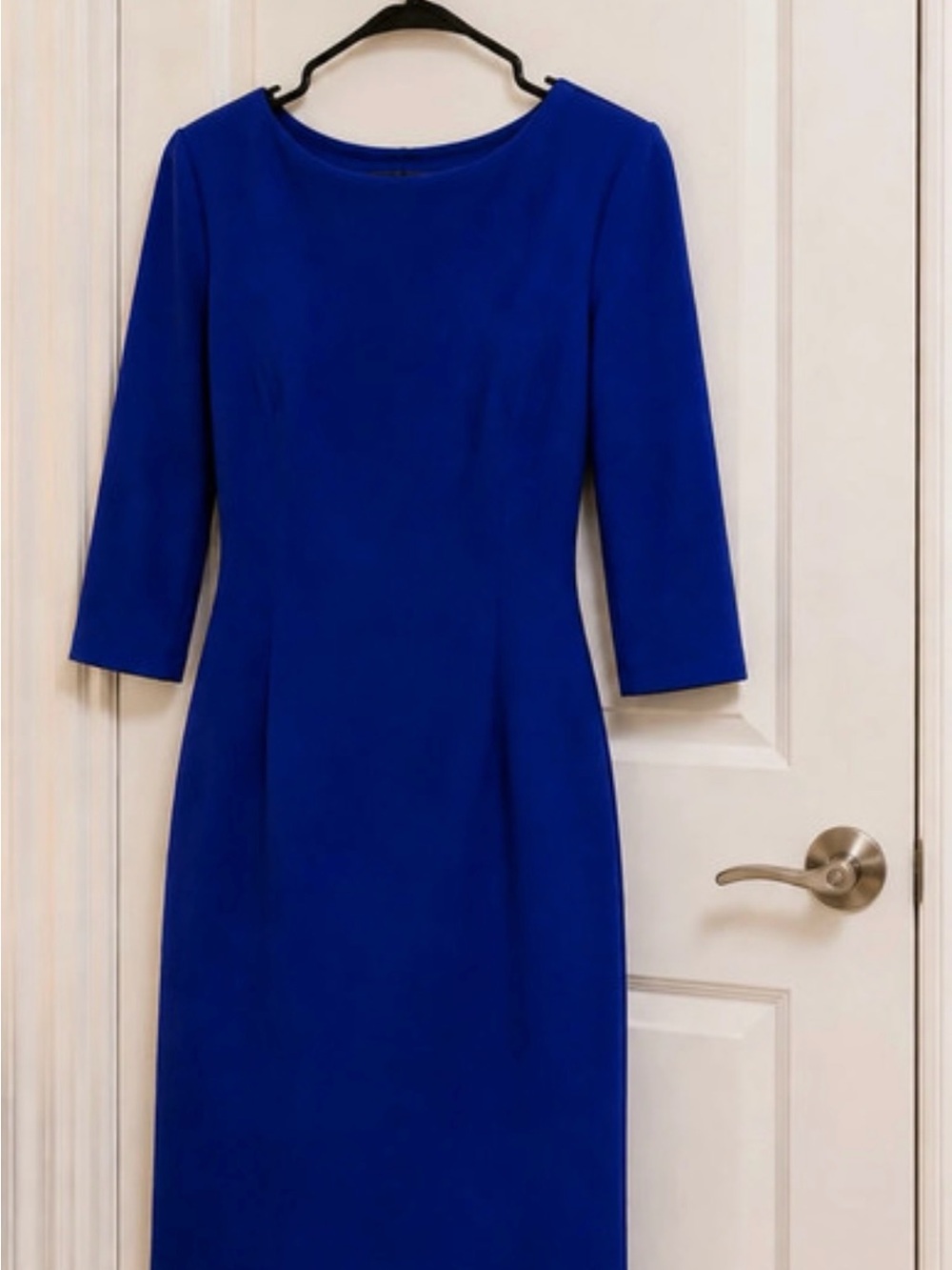 AB Studio Cobalt Blue Sheath Dress Size 10 3/4 Sleeve